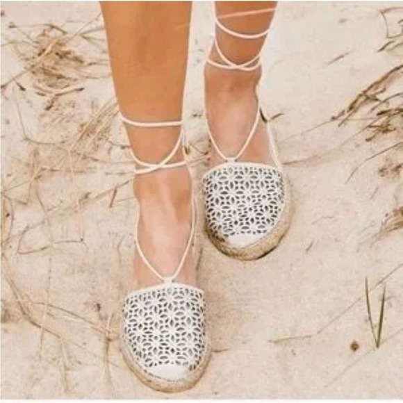 Anthropologie Jasper & Jeera Shoes - Jasper & Jeera Rosecut Leather Espadrilles Women's 8 White Boho